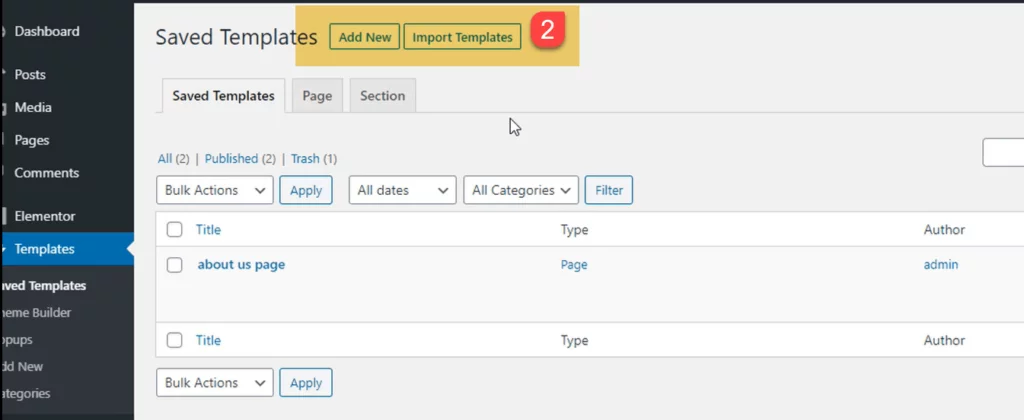 Import templates from library