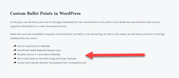 Change bullet point WP