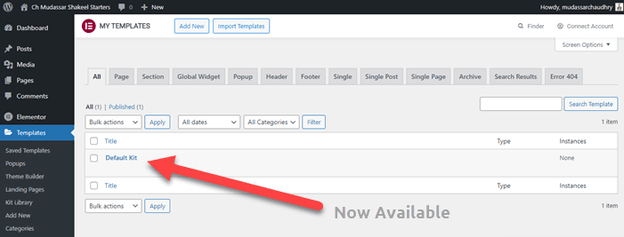 Solution Default Kit Missing Error in Elementor-min