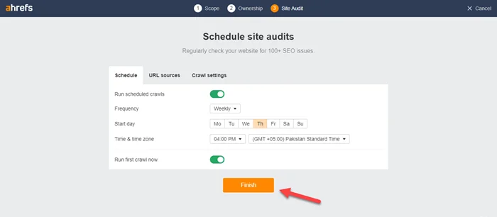 Ahref Finish Site Audit