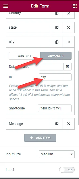 City Field Advanced ID