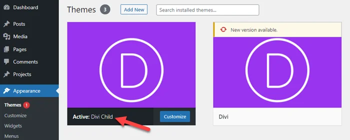 Activate Divi Child Theme