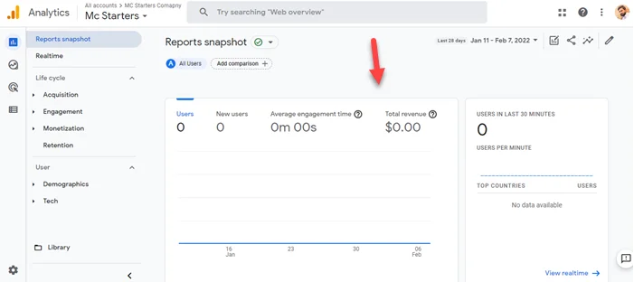 Google Analytics 4 stats