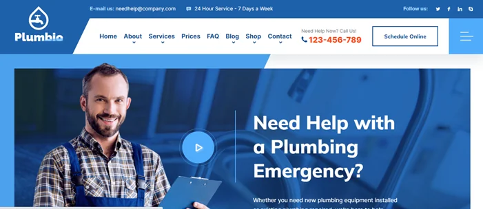 Plumbio – Plumbing Services WordPress Theme