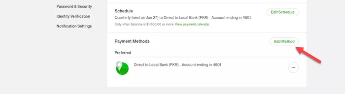 Click on Add Payment Upwork