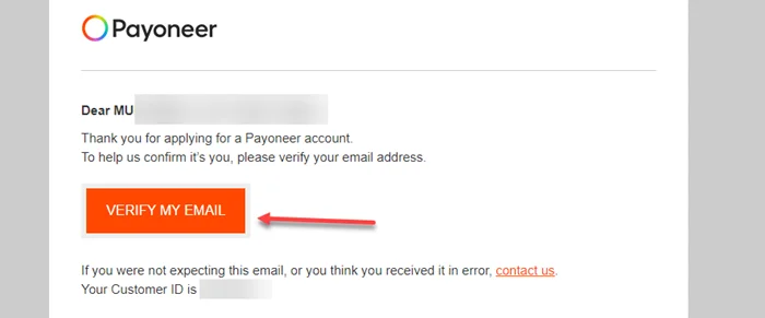 Click on Payoneer Email Verification