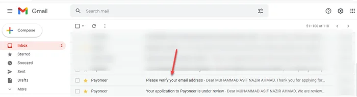 Payoneer Email Verification