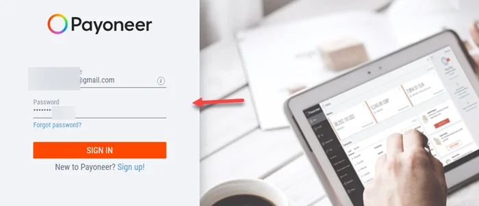 Payoneer Sign in Page