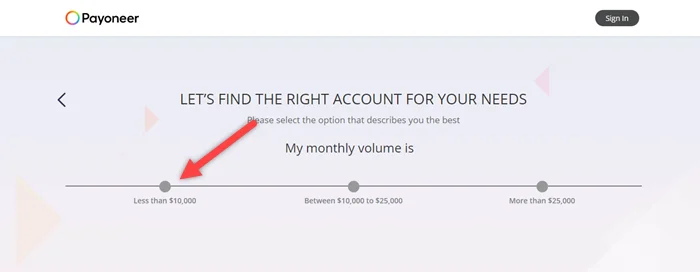 Select Payoneer Monthly Volumns