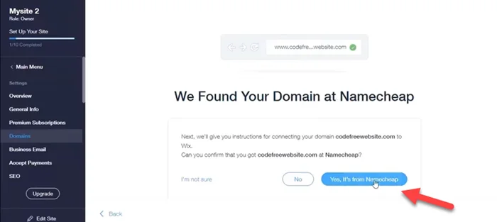 Wix Namecheap domain