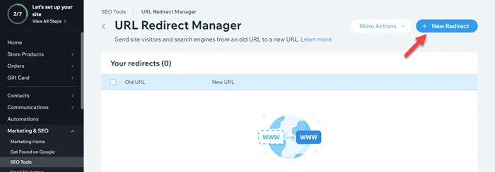 Wix New Redirect