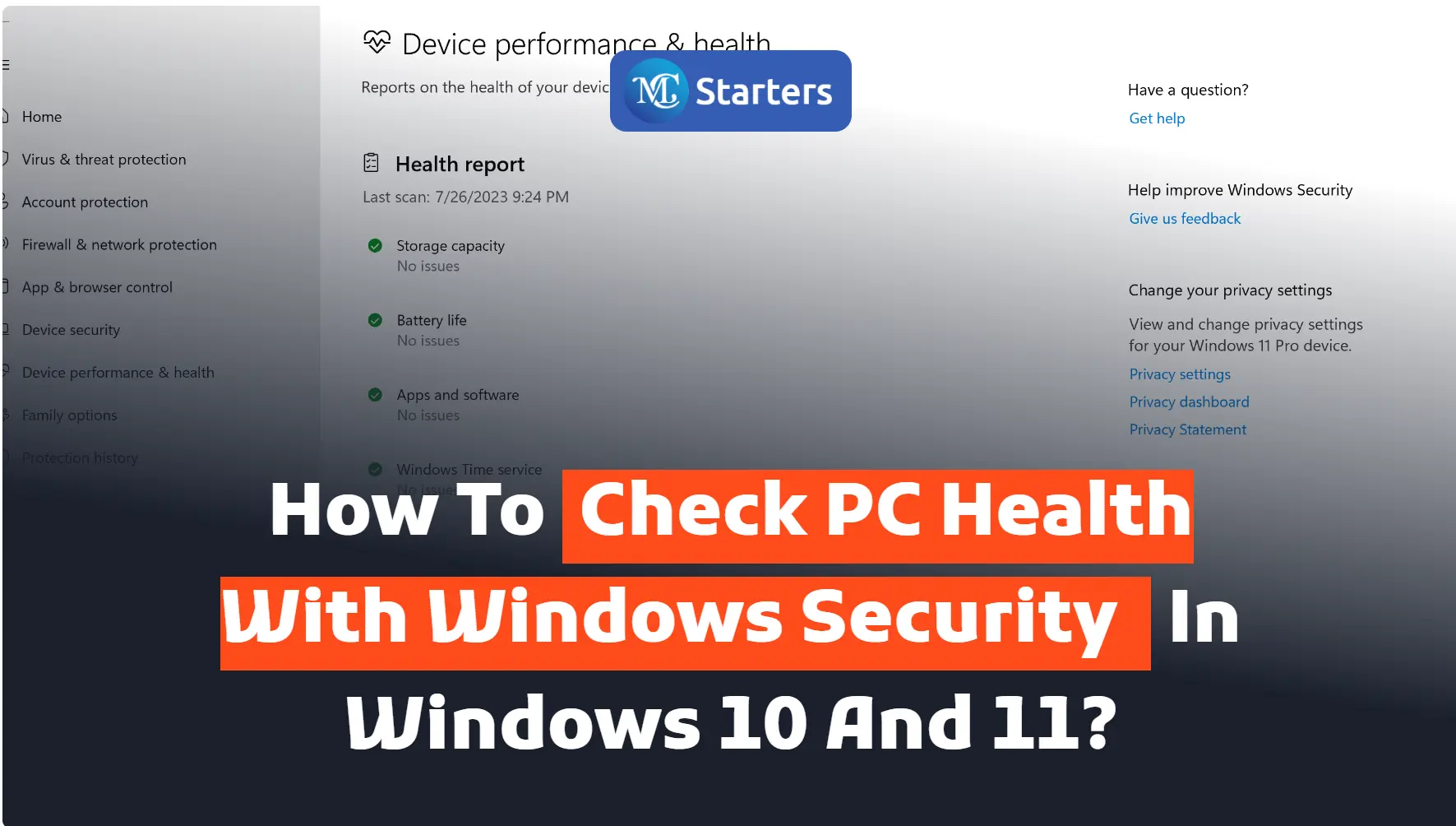 How to Check PC Health with Windows Security in Windows 10 and 11?