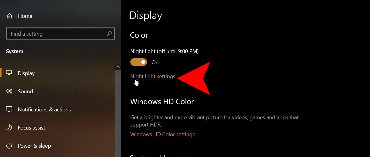 Night light Display Settings