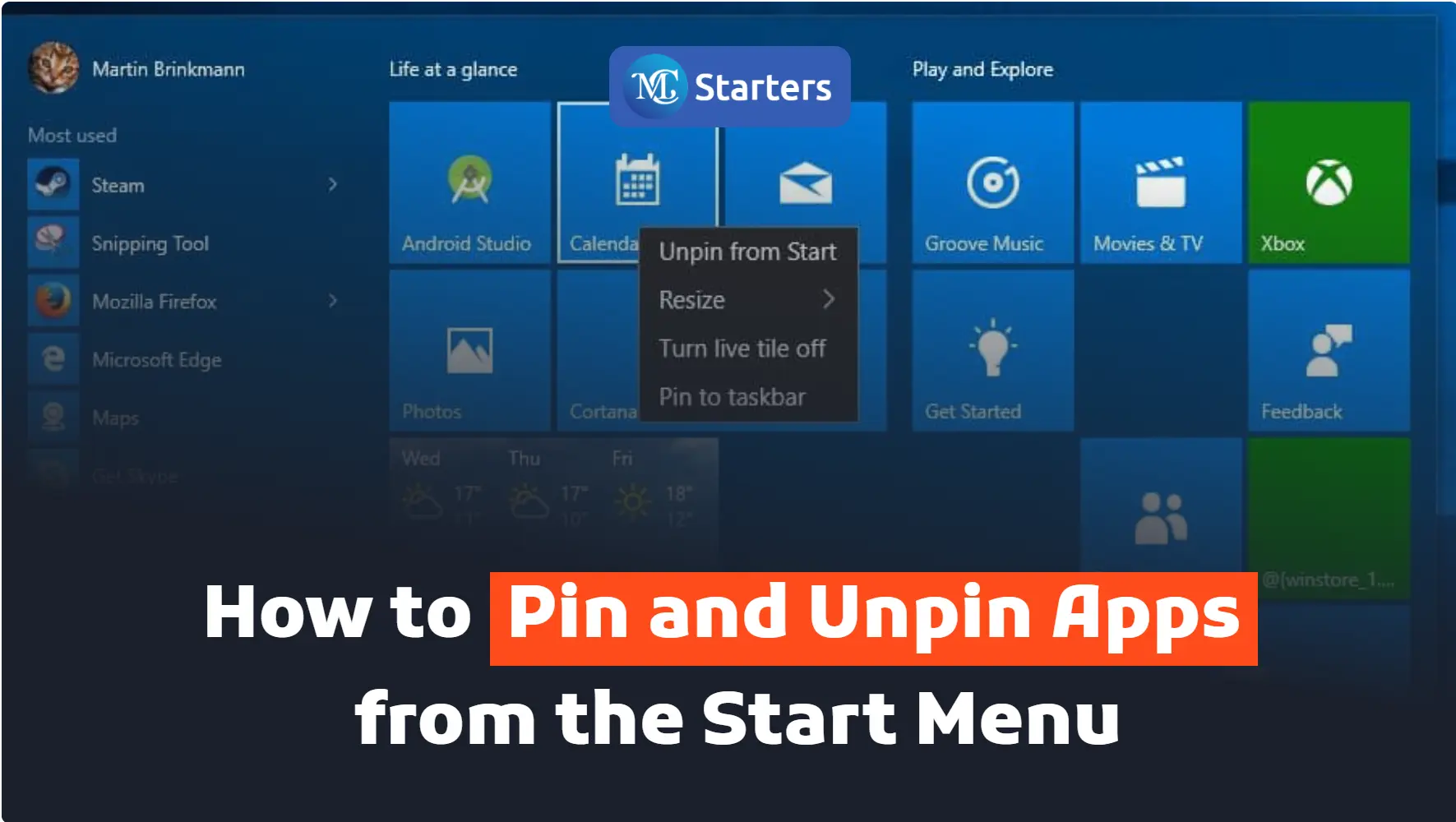 How to Pin and Unpin Apps from the Start Menu?