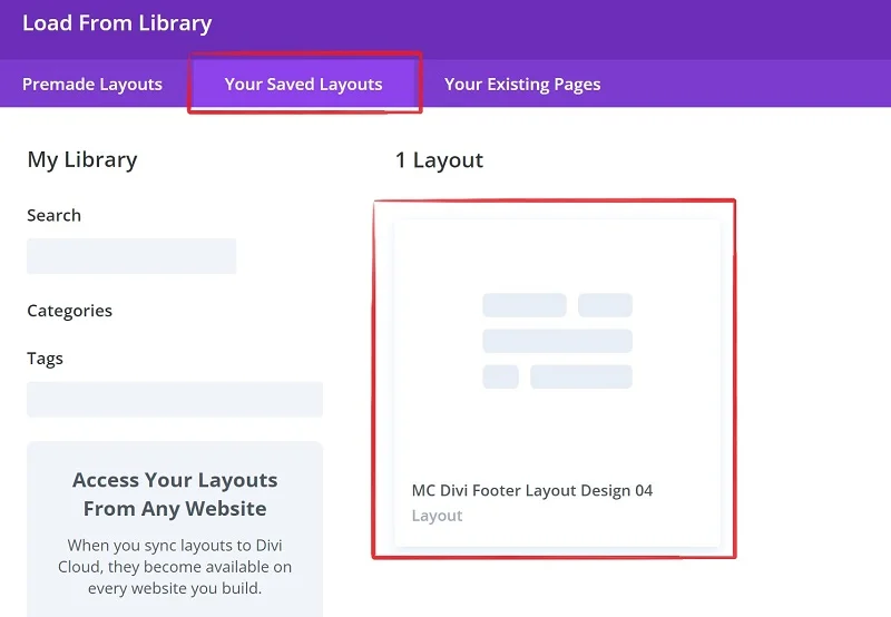 Divi - Load From Library