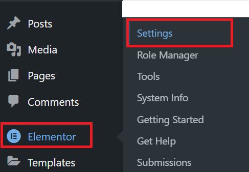 Elementor settings