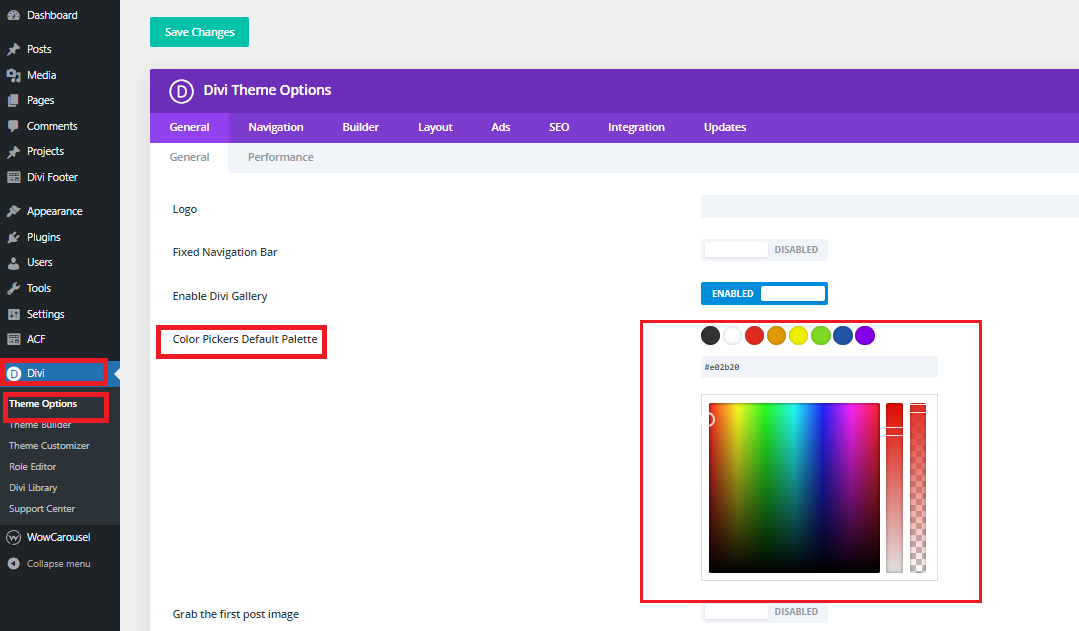 change the default color in Divi step-by-step