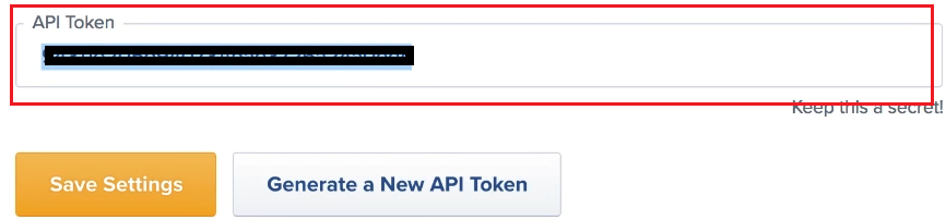 Copy the API token