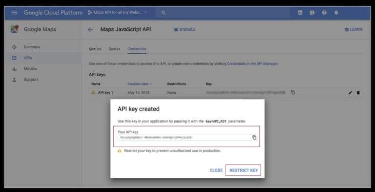 How To Create A Google Map API - Copy The Generated API Key 768x393 