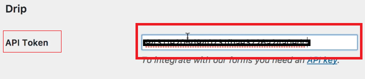 Under drip paste the API token