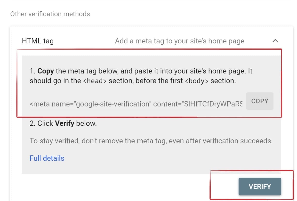 google search console html tag 1