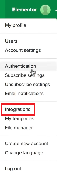 In your MailerLite dashboard, select 'Integrations'.