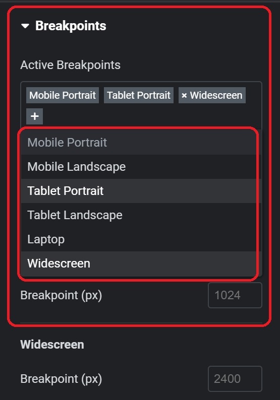 Elementor Break Point