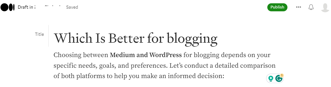 Medium for Blogging