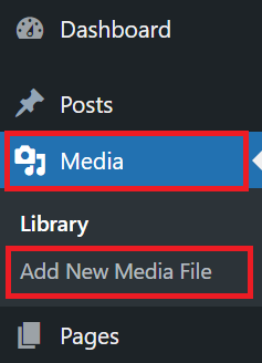 Go to the Media section and click Add New
