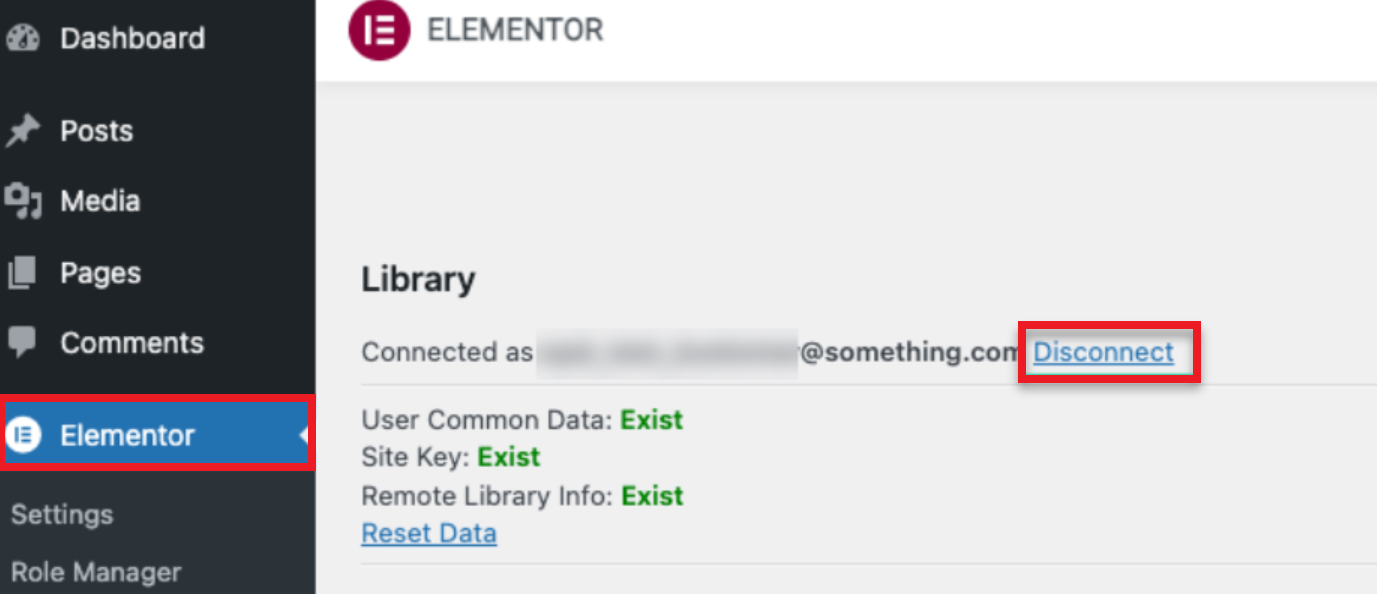 How to Disconnect your Elementor account