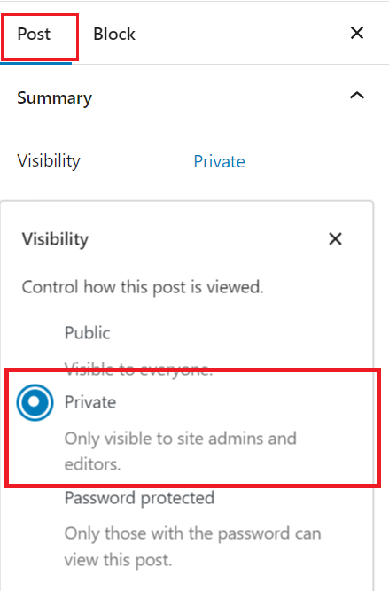Methods 2 How to hide a page in WordPress by setting the visibility to Private