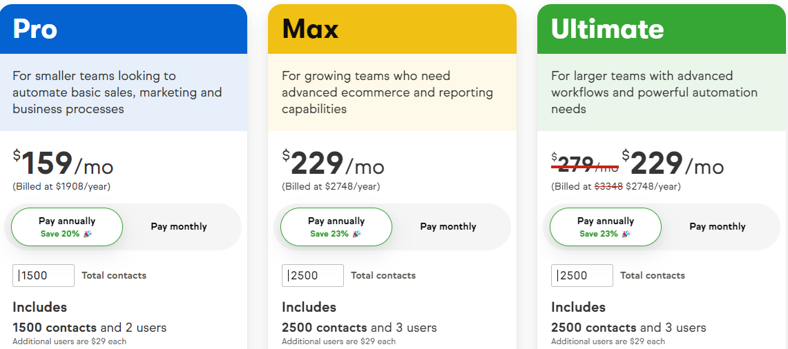 Keap Pricing Plan