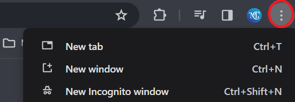 Click on the three-dot icon located on the top right corner of your browser