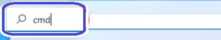 Find Command prompt using the Windows search bar