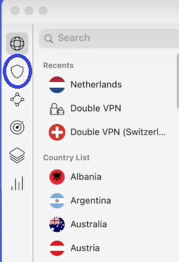 Opening the NordVPN app, click on the shield icon, and locate the Threat Protection section