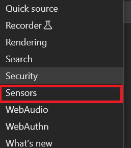 click on the Sensors