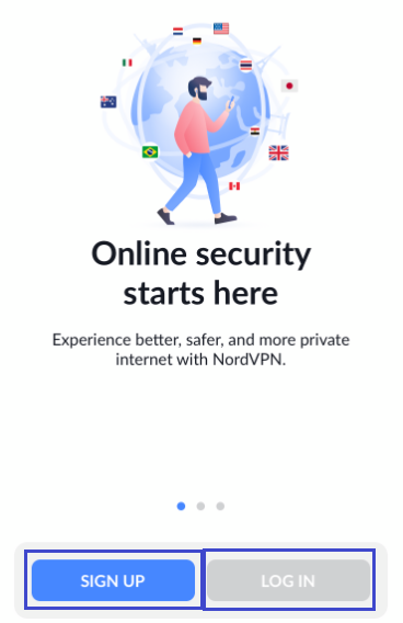 login or sign up in norvpn app on iPhone