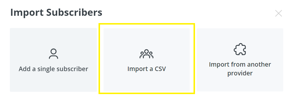 Select Import a CSV