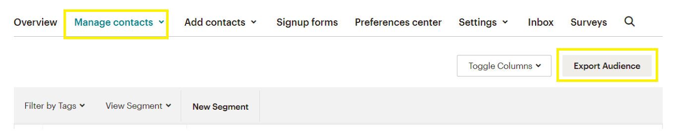 export contacts from mailchimp
