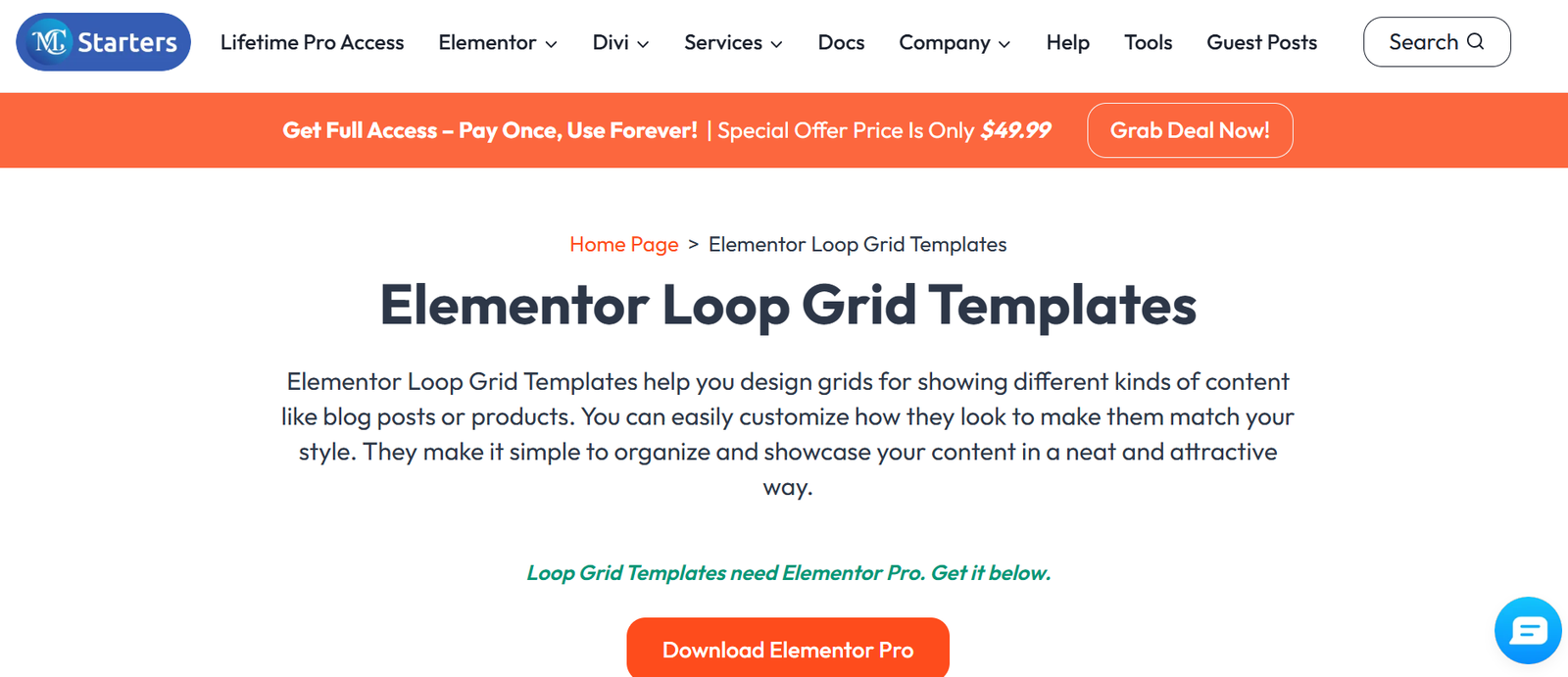 Best Elementor Loop Grid Templates for Dynamic Content 4 MC Starters Elementor Loop Grid Templates