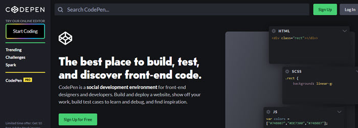 Codepen Site For Developer and designer