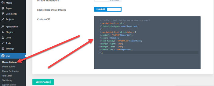How to change a bulleted list into checkmarks or any other icons in Divi? 2 Change Bullets list to icon in Divi