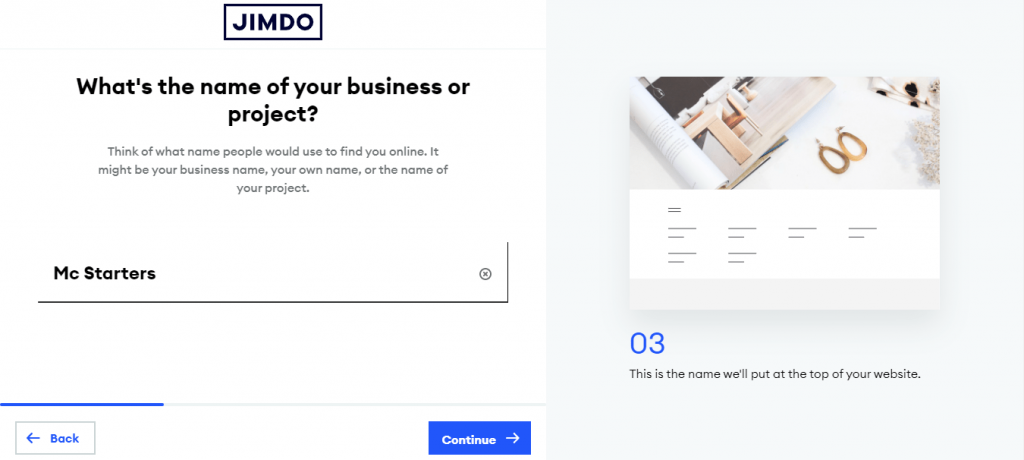 name of your business or project Jimdo
