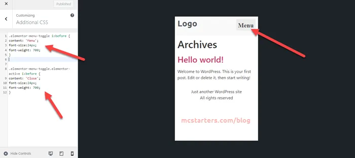 How to Change Elementor Default Hamburger Menu Icon 1 Add Text to Elementor Hamburger Menu Icon