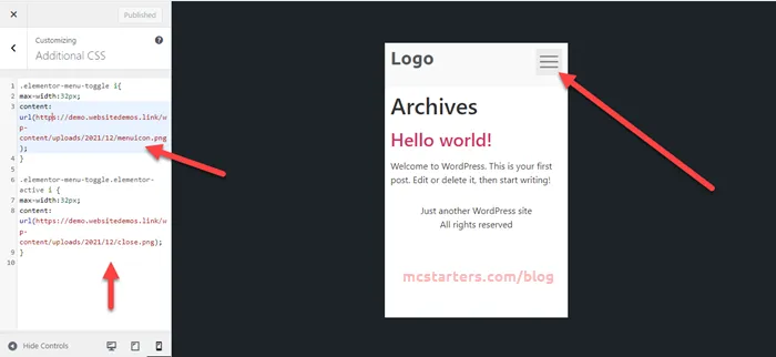 How to Change Elementor Default Hamburger Menu Icon 2 Add own image icon to Elementor Hamburger Menu Icon