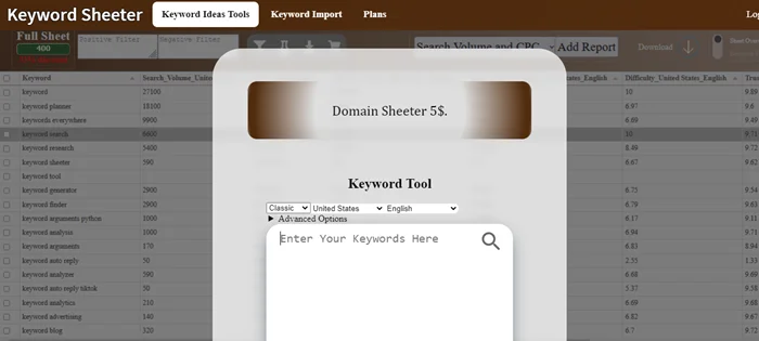 Keyword Sheeter