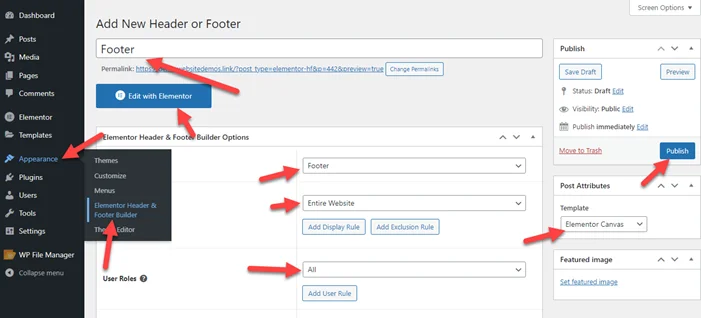 Create Footer In Elementor Free