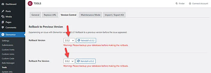 Best Way to Fix "Elementor Data Updater Database update process is running in the background" 3 Elementor version rollbacks