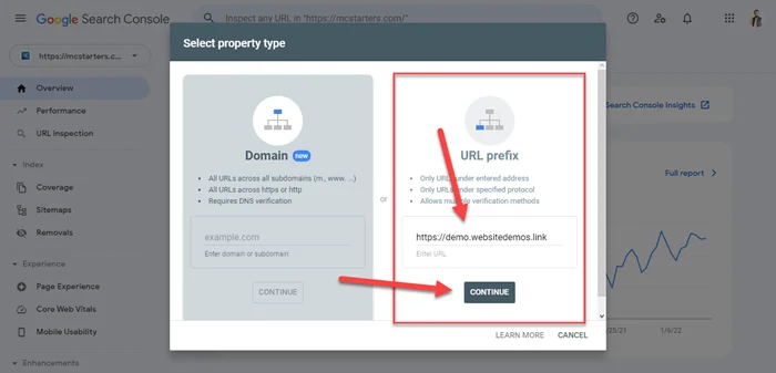 How to Submit website to Google Search Console 4 GSC URL prefix