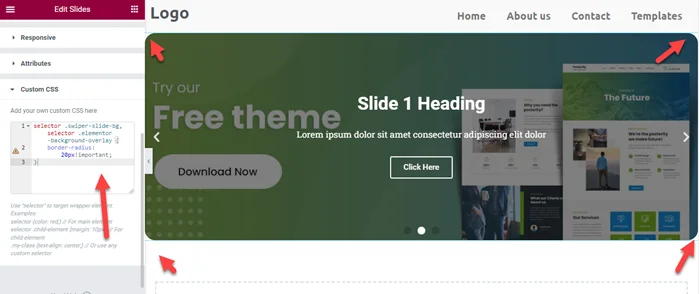 How to add border radius to the Elementor slider element 1 border radius to the Elementor slider element